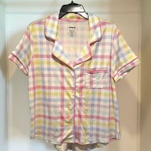 Hurley NWT Size M White Pastel Plaid Short Sleeve & Shorts Pajama Set (0669)